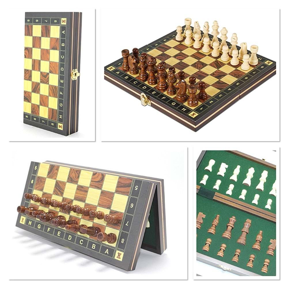 Ahşap Manyetik Satranç Takımı (24 cm x 12 cm)