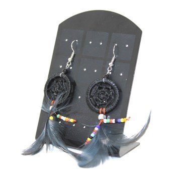 Dream Catcher Renkli Tüylü Küpe Düş Kapanı