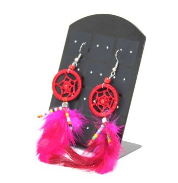 Dream Catcher Renkli Tüylü Küpe Düş Kapanı