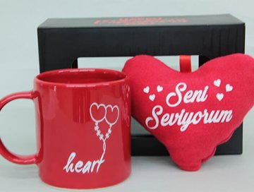 Ayıcıklı I Love Stres Kupa Bardak Peluş Kalp Yastıklı
