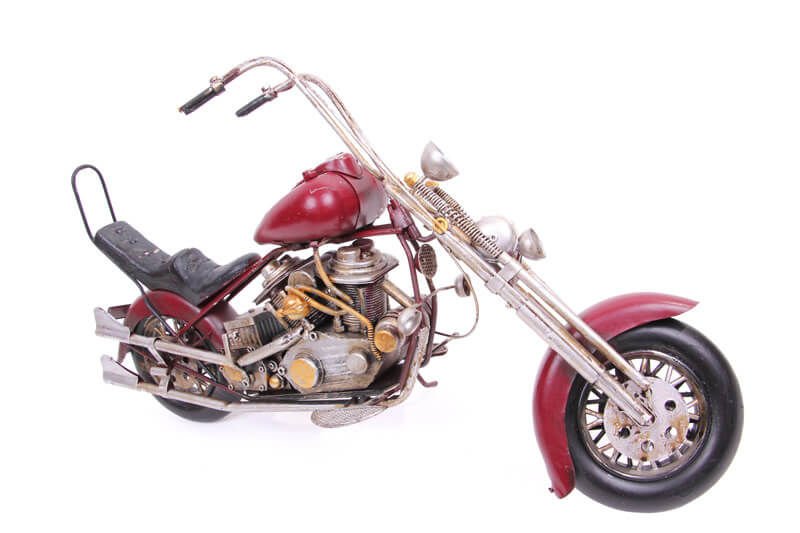 Dekoratif Eskitme Metal Kırmızı Motosiklet