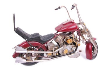 Dekoratif Eskitme Metal Kırmızı Motosiklet