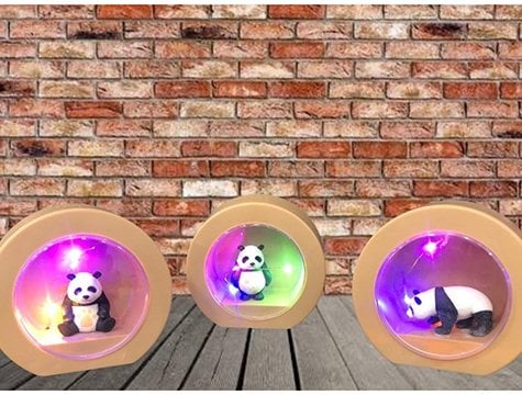 Işıklı Müzikli Dekoratif Panda Tasarımlı Biblo