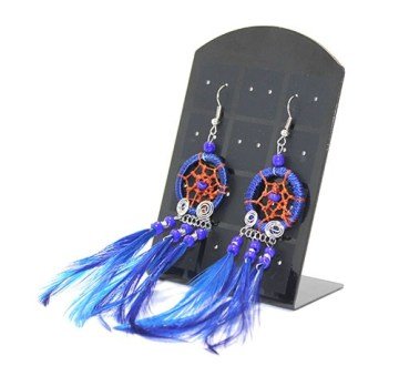 Dream Catcher Renkli Tüylü Modelli Küpe Düş Kapanı