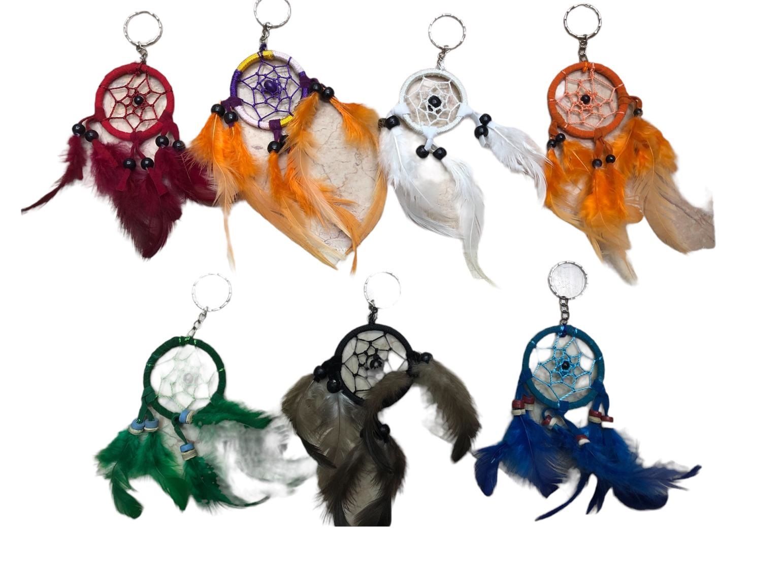 Dream Catcher Renkli Tüylü Anahtarlık Düş Kapanı