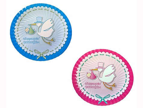 Hoş Geldin Bebeğim Karton Tabak (Pembe Mavi)