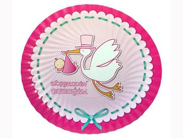 Hoş Geldin Bebeğim Karton Tabak (Pembe Mavi)