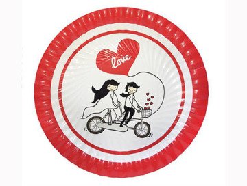 Gelin Damat Karton Yuvarlak Tabak (8 Adet)