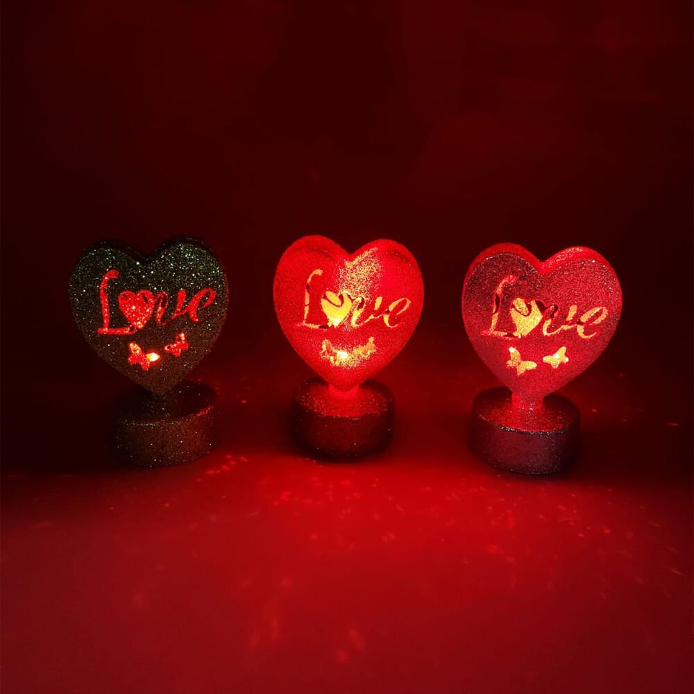 Dekoratif Mini Işıklı Simli Love Kalp