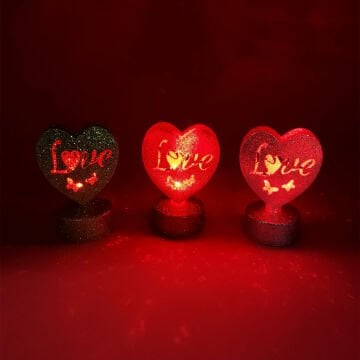 Dekoratif Mini Işıklı Simli Love Kalp