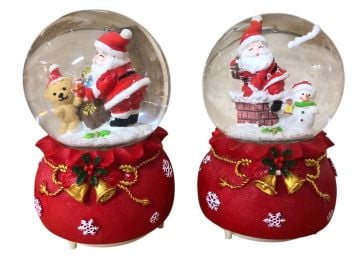 Yılbaşı Noel Baba Kardan Adam Ve Ayı Püskürtmeli Müzikli Cam Kar Küresi