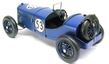 Dekoratif Nostaljik Metal Mavi Yarış Arabası