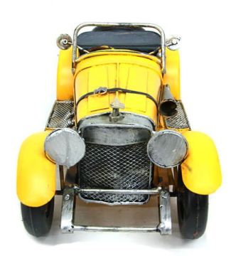 Dekoratif Nostaljik Sarı Metal Üstü Açık Araba