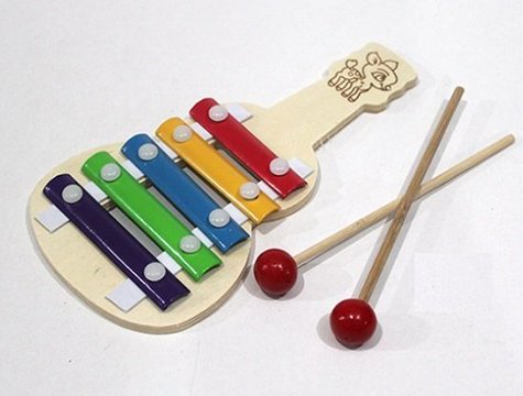 Ahşap Gitar Şeklinde 5 Notalı Selefon Müzik Aleti