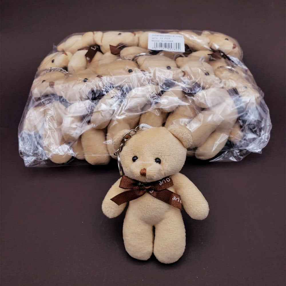 Kahverengi Peluş Ayıcık Anahtarlık 12 cm (12 Adet)