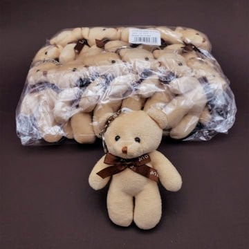 Kahverengi Peluş Ayıcık Anahtarlık 12 cm (12 Adet)
