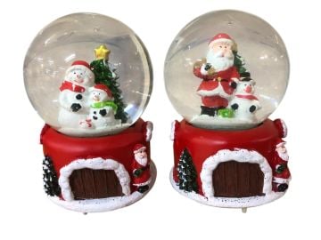Yılbaşı Temalı Noel Baba Kardan Adam Işıklı Müzikli Cam Kar Küresi