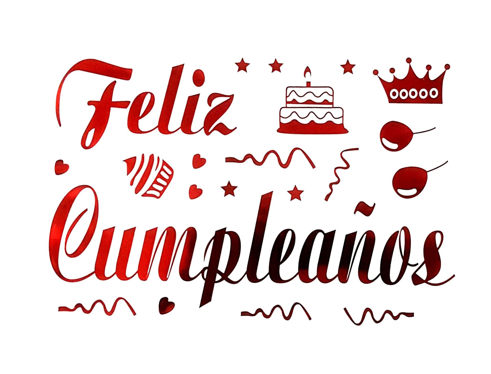 Yapışkanlı Kırmızı Feliz Compleanos Balon Sticker