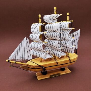 Dekoratif Ahşap Yelkenli Gemi Maketi 24 cm