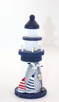 Dekoratif Hediyelik Ahşap Marin Yelkenli Deniz Feneri