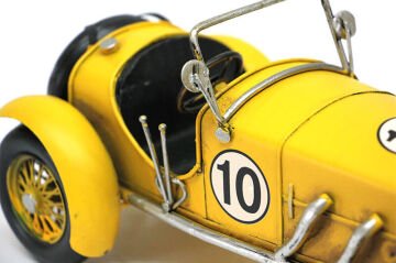 Dekoratif Nostaljik Metal Sarı Yarış Arabası