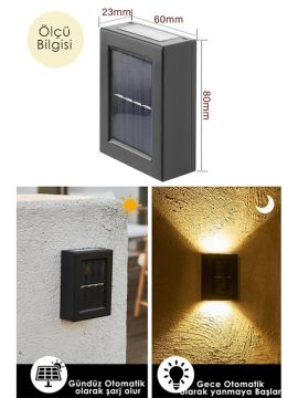 Solar Çift Taraflı Duvar Lamba Güneş Enerjili Aplik Aydınlatma