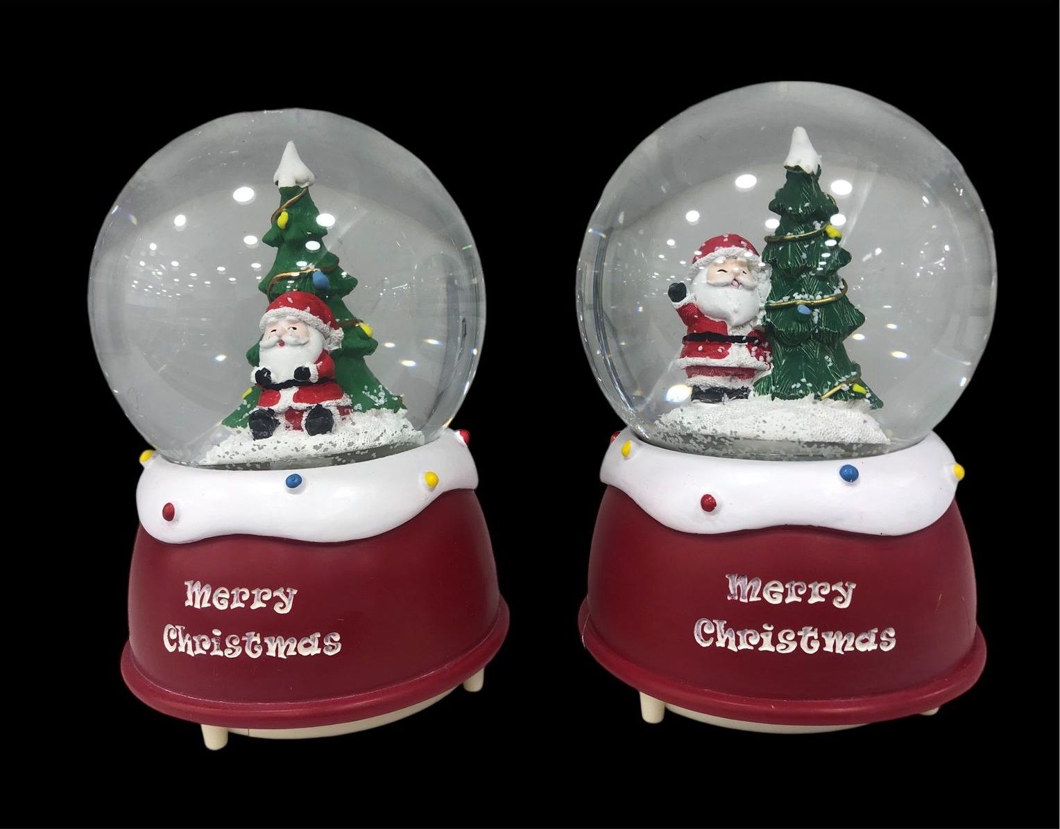 Yılbaşı Çam Ağacı Ve Noel Baba Işıklı Motorlu Cam Kar Küresi