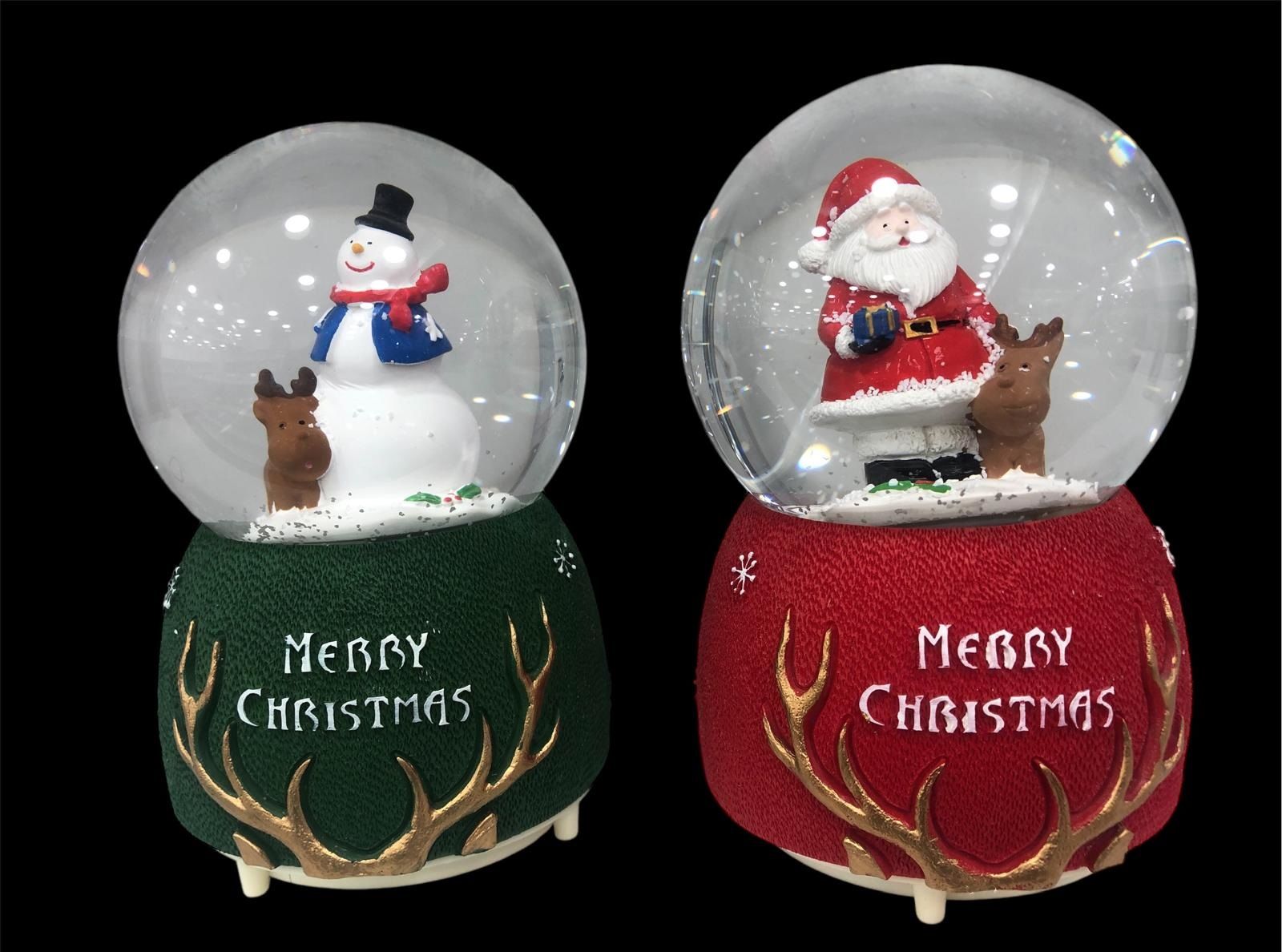 Yılbaşı Noel Baba Kardan Adam Geyik Işıklı Motorlu Cam Kar Küresi