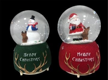 Yılbaşı Noel Baba Kardan Adam Geyik Işıklı Motorlu Cam Kar Küresi