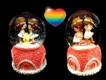 Dekoratif Romantik Aşıklar Kurmalı Cam Kar Küresi Müzik Kutusu
