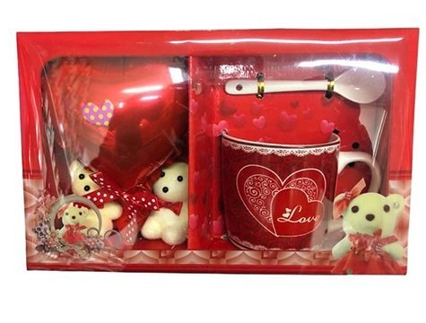 Seramik Kaşıklı Renkli Kupa Bardak & Falyo Balon ve Ayıcıklar