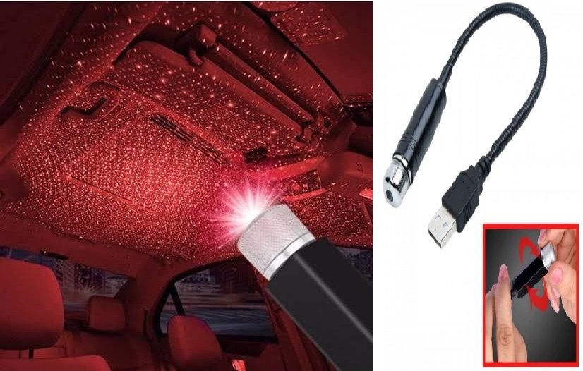Kırmızı Araç İçi Aydınlatma Disko Ayarlanabilir Tavan USB Lamba Işık