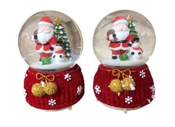 Yılbaşı Kardan Adam Noel Baba Işıklı Motorlu Cam Kar Küresi