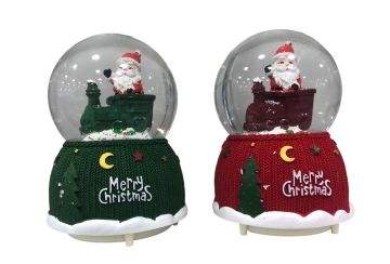 Yılbaşı Tren Üzerinde Noel Baba Işıklı Motorlu Cam Kar Küresi