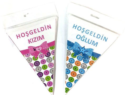 Hoş Geldin Üçgen Flama Bayrak (Oğlum Kızım)