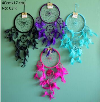 Tüylü 5 Halkalı Rüya Düş Kapanı Dream Catcher