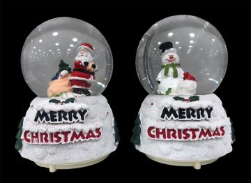 Yılbaşı Noel Baba Kardan Adam Işıklı Müzikli Cam Kar Küresi