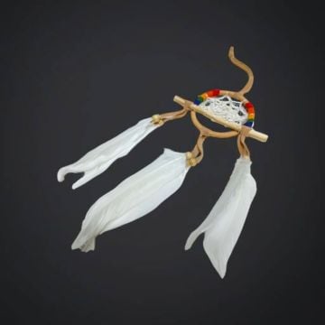 Beyaz Püsküllü Dallı Rüya Kapanı Dream Catcher