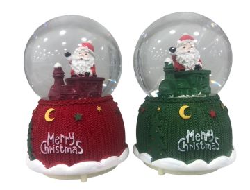 Yılbaşı Tren Üzerinde Noel Baba Işıklı Müzikli Cam Kar Küresi