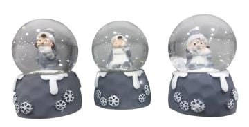 Mini Işıklı Kız Çocuk Erkek Çocuk Temalı Cam Kar Küresi