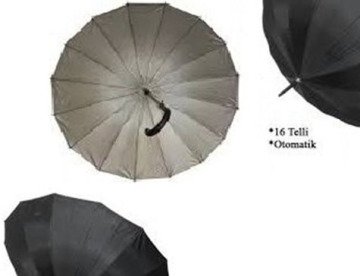16 Telli Siyah Erkek Baston Şemsiye