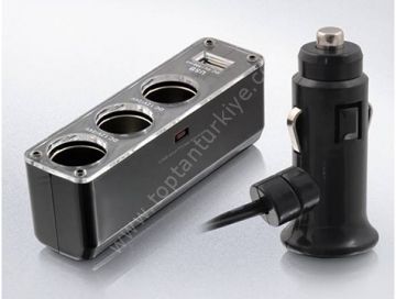 Araba Çakmak Soketi Çoğaltıcı 3+1 Usb