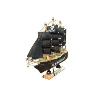 Dekoratif Ahşap Yelkenli Korsan Gemisi Maketi (16 cm x 15 cm)