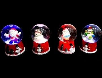 Renkli Işıklı Mini Cam Kar Küresi (Noel Baba & Kardan Adam)