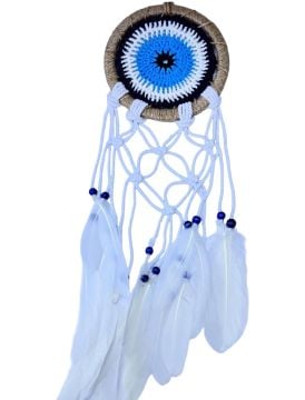 Dream Catcher Nazar Boncuk Tüylü Rüya Düş Kapanı (15 cm x 50 cm)