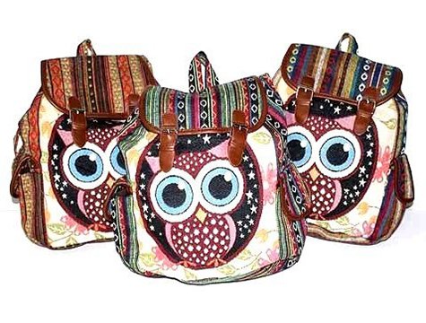 Baykuş Desenli Kilim Motifli Dokuma Sırt Çantası