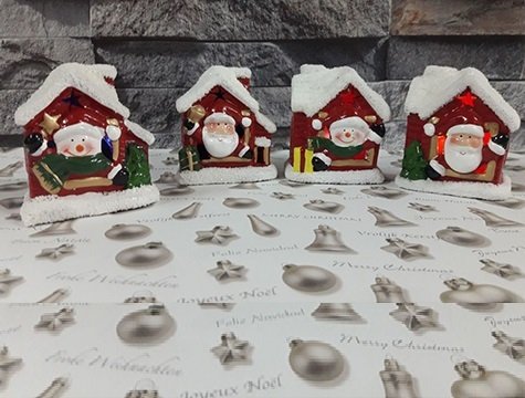 Renkli Işıklı Noel Baba Kardan Adam Ev