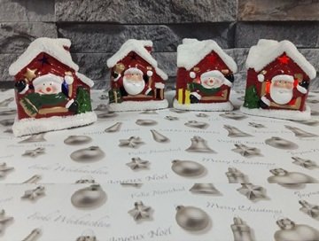 Renkli Işıklı Noel Baba Kardan Adam Ev