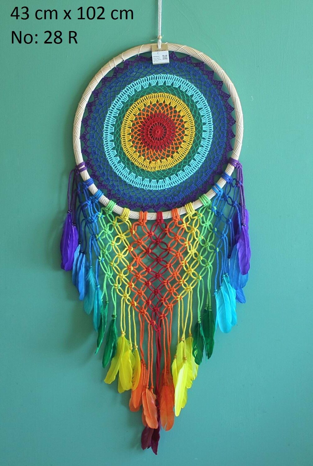 Rengarenk Tasarımlı İpli Örme Dream Catcher Rüya Düş Kapanı