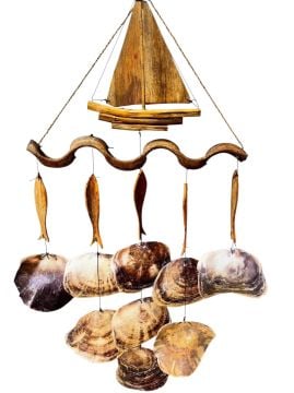 Yelkenli Balık Deniz Kabuğu Rüzgar Çanı (40 cm x 90 cm)